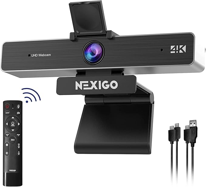 NexiGo N960E 1080P 60FPS Webcam with Light, Software Included, Fast AutoFocus, Built-in Privacy Cover, USB Web Camera, Dual Stereo Microphone, for Zoom Meeting Skype Teams Twitch