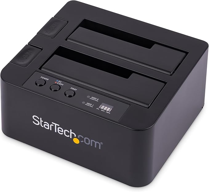 StarTech.com Standalone Hard Drive Duplicator, External Dual Bay HDD/SSD Cloner/Copier, USB to SATA III Docking Station