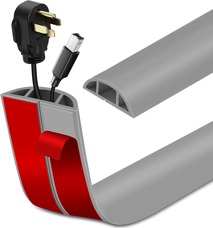 LSGCQ Floor Cord Cover Self Adhesive Cord Hider Floor Cable Management — 1.97" x 3.3'