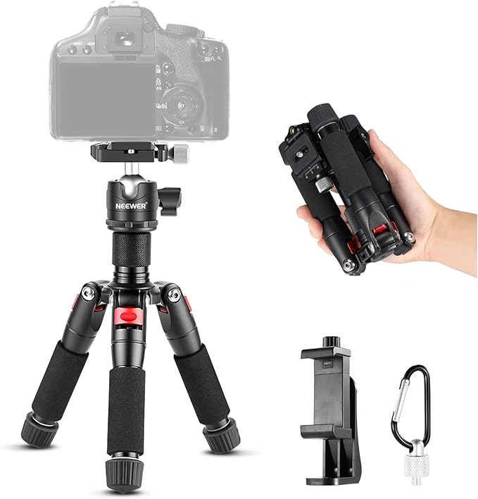 NEEWER Mini Desk Camera Tripod with Cell Phone Holder, 20"/50cm