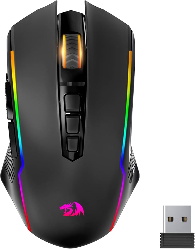 Redragon Wireless Gaming Mouse, Tri-Mode 2.4G/USB-C/Bluetooth Mouse Gaming, 12000 DPI, RGB Backlit, Fully Programmable, Rechargeable Wireless Computer Mouse for Laptop PC Mac