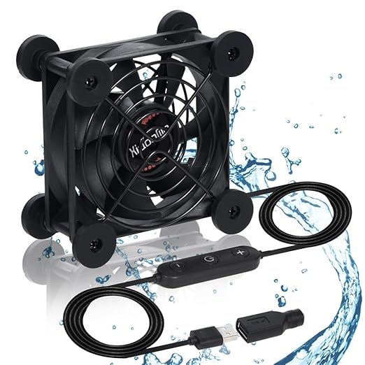 Xiaoqijia Dual 80mm Cooling Fan 10-Speed IPX5 USB 5V/DC 12V for Router Xbox