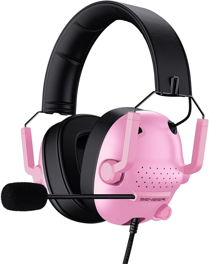SENZER SG500 Surround Sound Pro Gaming Headset with Noise Cancelling Microphone - Soft Memory Foam Padding - Portable Foldable Headphones for PC, PS4, PS5, Xbox One