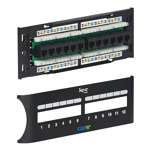 ICC CAT6 Patch Panel, UL Listed & PoE++ Rated Gigabit Applications, Wall Mount 12 Port Network Patch Panel with Rear 110 IDC Terminal Blocks and 89D Wall Mount Bracket