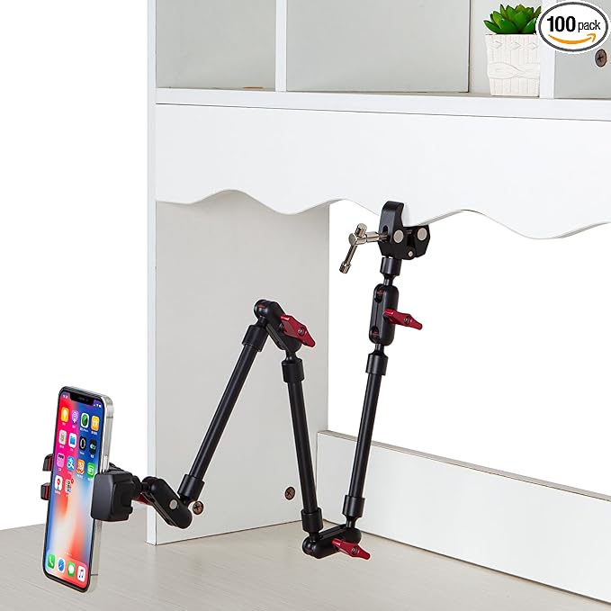GOINWAVE Magic Arm Camera Mount, 32" Aluminum Articulating Arm with Desk Clamp & Standard 1/4" Screw, Heavy Duty Overhead Phone Mount for Video Recording, Live Streaming, Vlogging