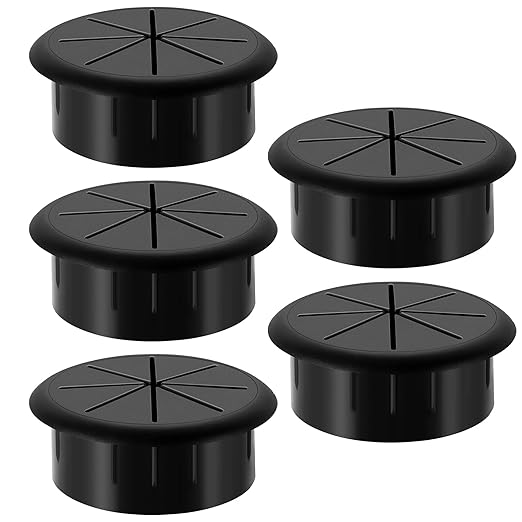 HYCC 10 Pack 2 Inch Flexible Desk Grommet,Organize Wires and Cables on Office Equipment, Computer Components, Entertainment Systems Effectively - Color: Black