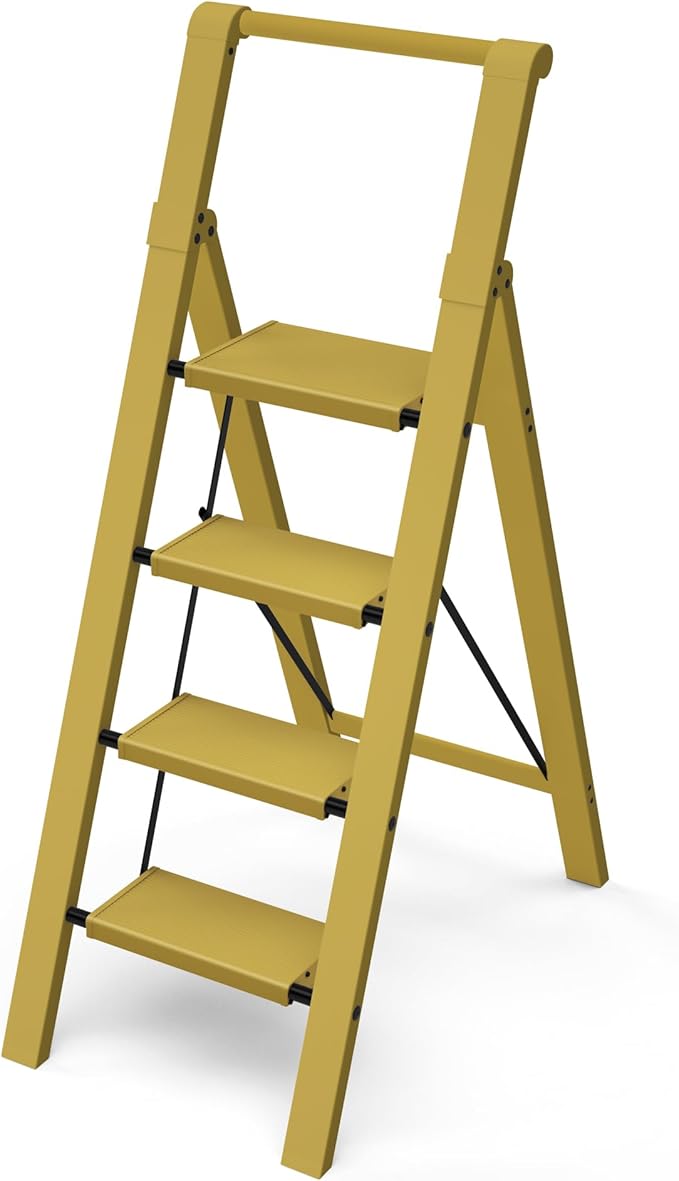 Taranta 3 Step Ladder,Lightweight Aluminum Step Stool Foldable -White