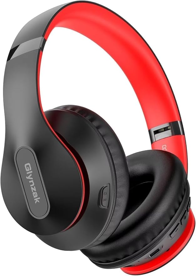 Glynzak Wireless Bluetooth Headphones Over Ear 65H Playtime HiFi Stereo Headset with Microphone and 6EQ Modes Foldable Bluetooth V6.0 Headphones for Travel Smartphone Computer Laptop Rose Gold