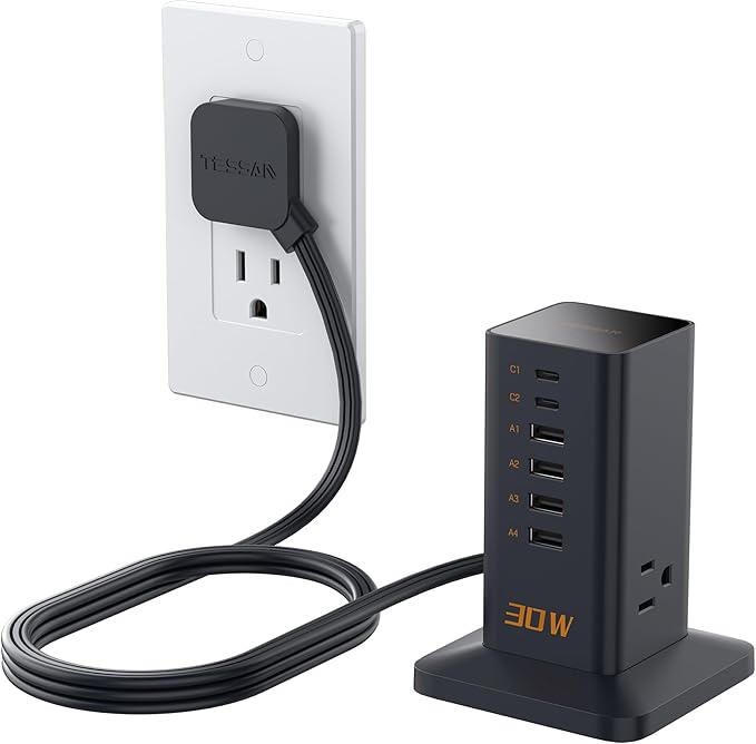 TESSAN 100W USB Charging Station for Multiple Devices 9-in-1 USB Charger