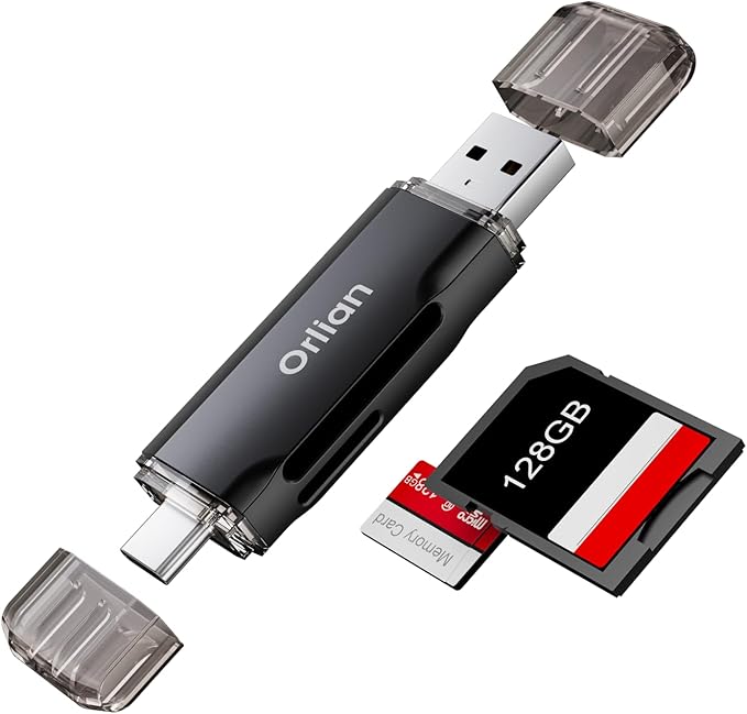 USB 3.0 SD Card Reader,Dual Slots USB 3.0 Type C to Micro SD Card Adapter, Memory Card Reader Adapter for MicroSD, SDHC, SDXC, RS-MMC, MMC, Compatible with Laptop, iPhone 16/15