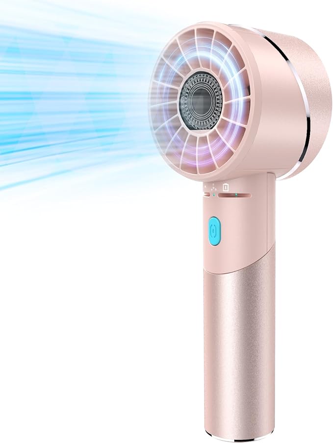 Lepwings Handheld Fan, Mini Small Portable Turbo Fan, Rechargeable with 4 High Speeds Personal Fans, Max 16H Runtime, For Travel, Office, Outdoor - Silver