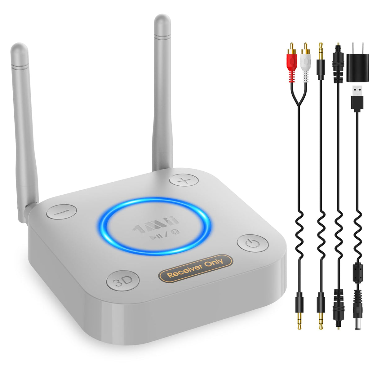 1Mii B06Pro+ Hi-Fi Bluetooth 5.3 Audio Receiver, LDAC Hi-Res Wireless Audio Adapter for Home Stereo w/aptX HD Low Latency, LCD Display, Long Range, Volume Control, 3.5mm AUX Optical Coaxial