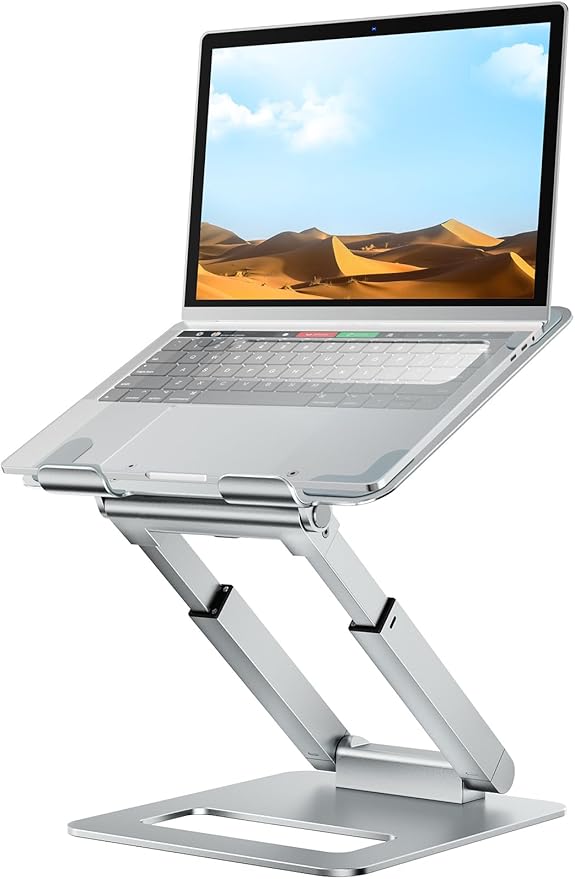 tounee Laptop Stand for Desk Adjustable Height, Telescopic Computer Stand with Pull Out Design Ergonomic Laptop Riser Fits All Laptops 10-17"-Black