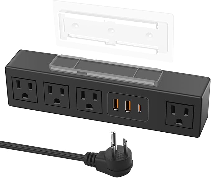 HHSOET Power Strip with USB Fast Charg, Flat Plug Extension Cord