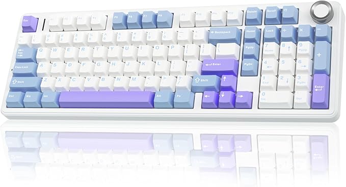 AULA F99 Pro Wireless Mechanical Keyboard with Knob,Gasket Structure,Tri-Mode BT5.0/USB-C/2.4GHz Hot Swappable Keyboard,Creamy Sound,RGB Backlit PBT Keycaps Computer Gaming Keyboards
