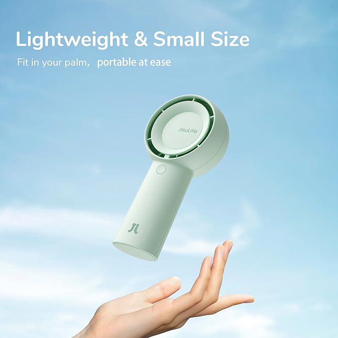 JISULIFE Portable Handheld Turbo Fan Rechargeable 4000mAh 5-Speed (Green)