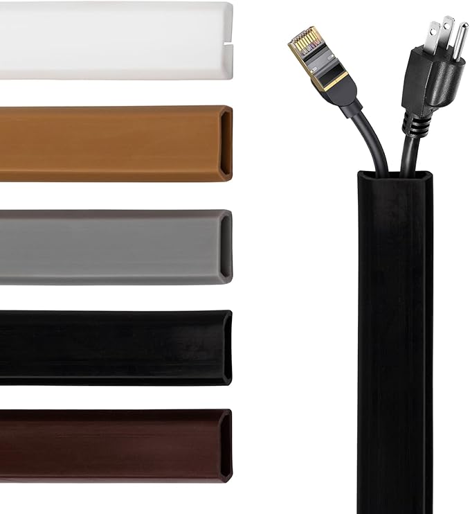 TV Cord Hider – Flexible Wall Cord Cover Slim Design Silicone Cable Raceway - Self Adhesive, Cut to Size Design for Hiding Wires on Wall - Clean Home Setup Cable Concealment (Brown