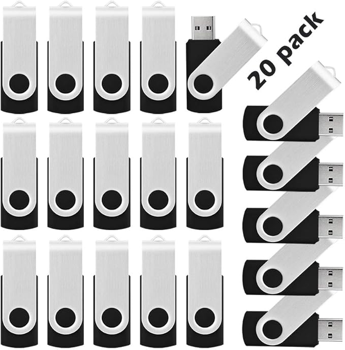 KOOTION 20pcs 1GB USB Flash Drives Bulk Flash Drives 1G Memory Stick Swivel Thumb Drives 2.0