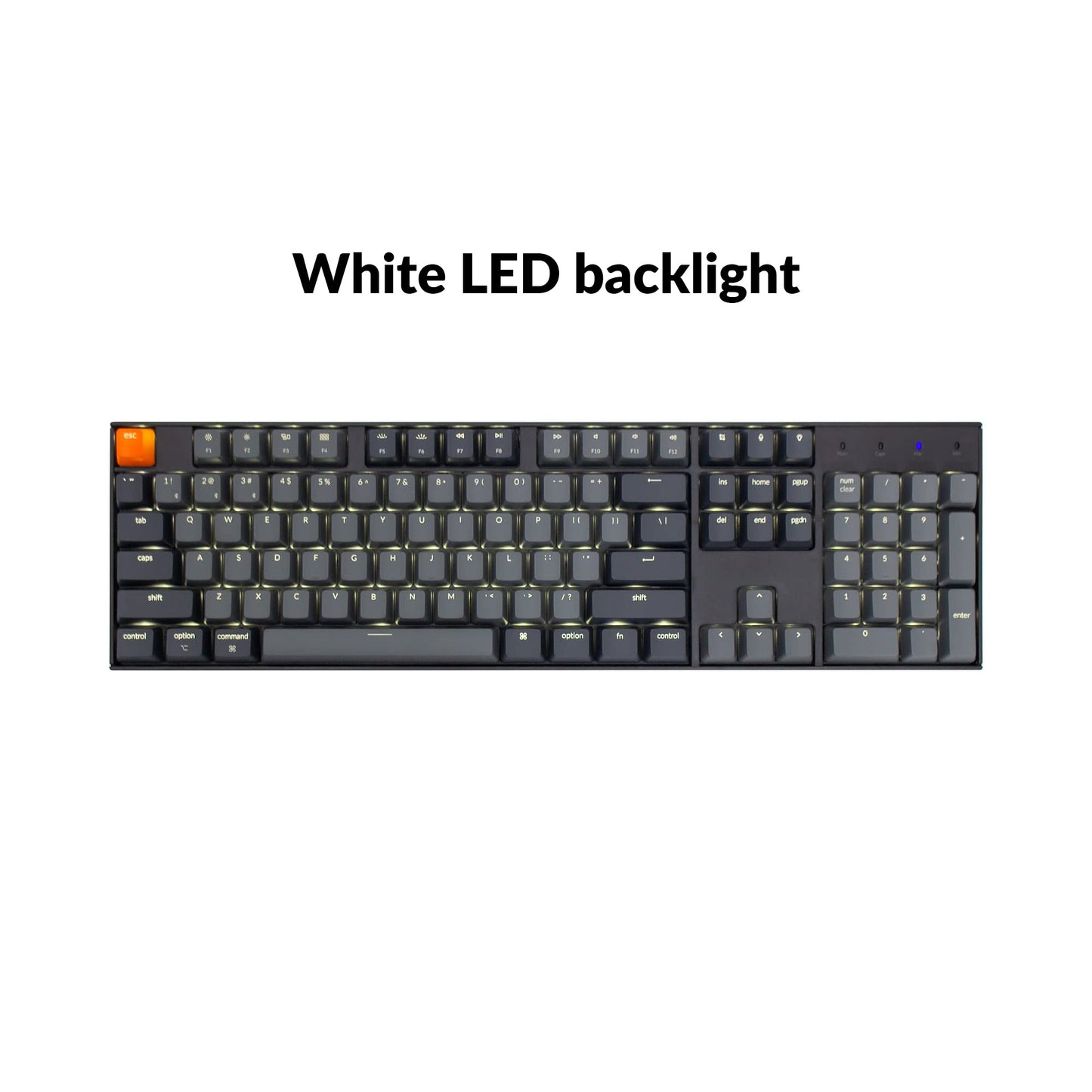 Keychron K10 Full Size Layout White LED Backlit Hot-Swappable Mechanical Keyboard for Mac Windows, Multitasking 104-Key Bluetooth Wireless/USB Wired Computer Keyboard with Keychron Super Brown Switch
