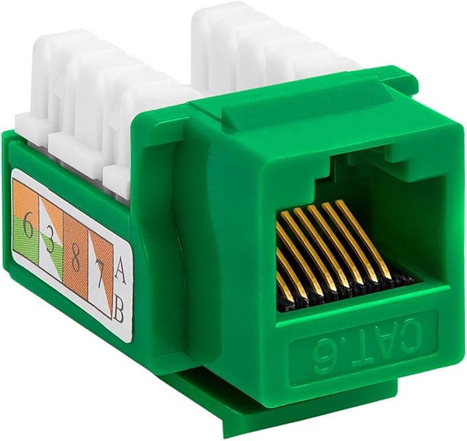 Cmple - Cat5e Keystone Jack 1Gbps RJ45 Keystone Jack 90° Degree Punch Down for RJ45 Connectors, Patch Panel and Wall Plate in Yellow