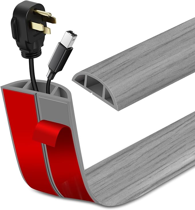 LSGCQ Floor Cord Cover Self Adhesive Cord Hider Floor Cable Management — 1.57" x 10'