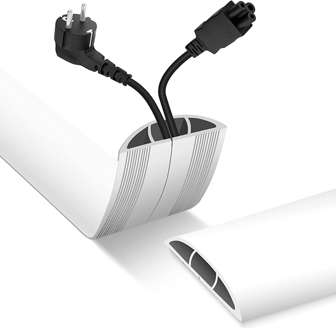 Floor Cord Cover, Cable Protector, 0.63W x 0.31H inches, Wire Cover for Extension Cords, Floor Cable Covers Prevent Cable Trips (Beige