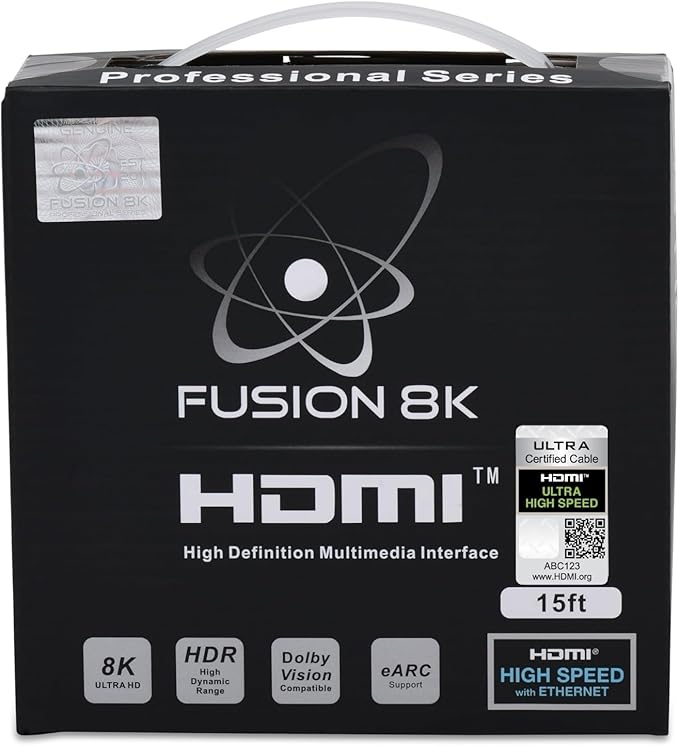 Fusion8K Certified HDMI 2.1 Cable 48Gbps 3ft - 10K 8K@60Hz 4K@120Hz 144Hz | eARC HDR10 Dolby Vision HDCP 2.3 | Braided Cord for PS5, Xbox Series X, Apple TV 4K, Roku, OLED TV