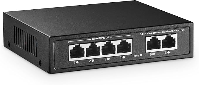 10 Port Mini PoE Switch with 8 PoE+, 2 Uplink, 10/100Mbps Ethernet, 120W 802.3af/at PoE, Fanless Metal Plug & Play PoE+ YuLinca Network Switch
