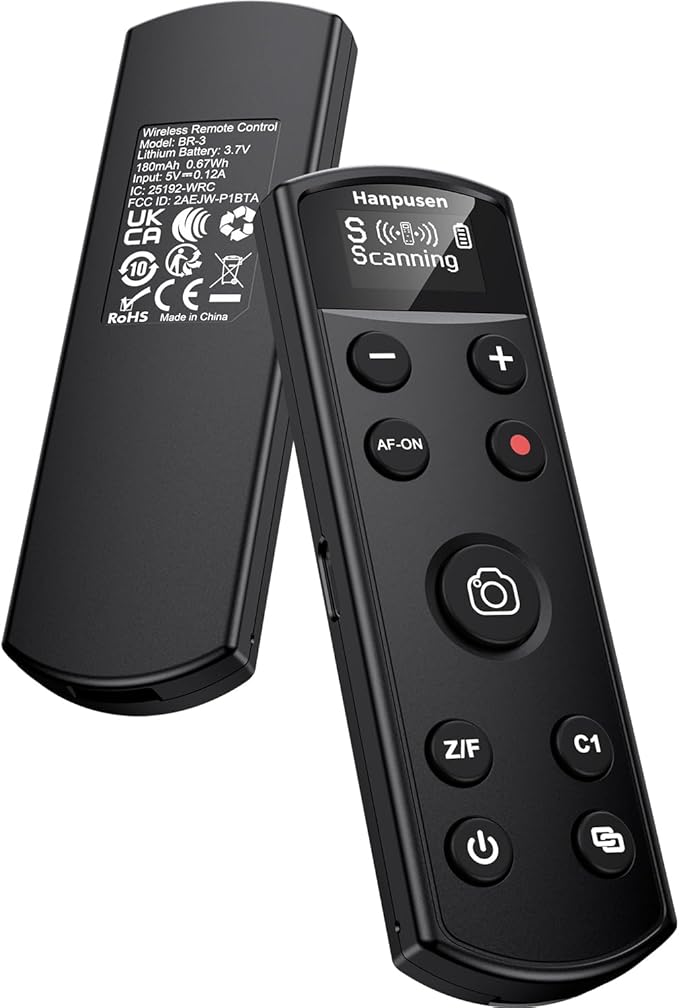 for Canon Camera Remote Control, Hanpusen Rechargeable Wireless Shutter Release with OLED Screen for R50/G7X Mark III/R8/R5/R/RP/R50 V/R10/R5 Mark II/M50/M200/6D Mark II/M6 Mark II, Replace BR-E1