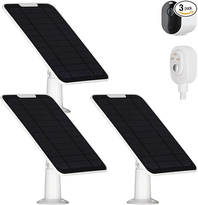 Solar Panel Charger Compatible with Arlo Pro 3/Pro 4/Pro 5S/Ultra/Ultra 2/Go 2 Continuous Power Supply IP65 Weatherproof with 9.8ft Charging Cable and Adjustable Wall Mount 4 Pack