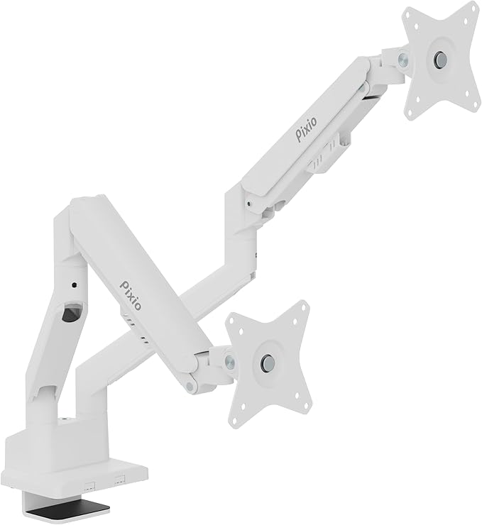 Pixio PS1D Wave Blue Dual Monitor Arm Stand Desk Mount - Fits up to 32 inches Monitors and up to 19.8lbs. VESA Compatibility and Integrated Cable Management