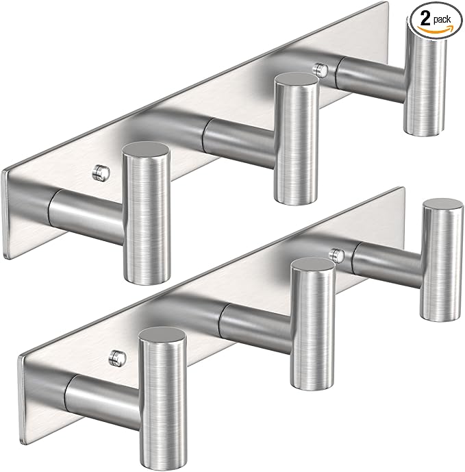 VAEHOLD Hat and Coat Wall Mount Rack - Hooks for Robes, Bags, Keys, and Towels - Bathroom Towel Hanger Organizer (White