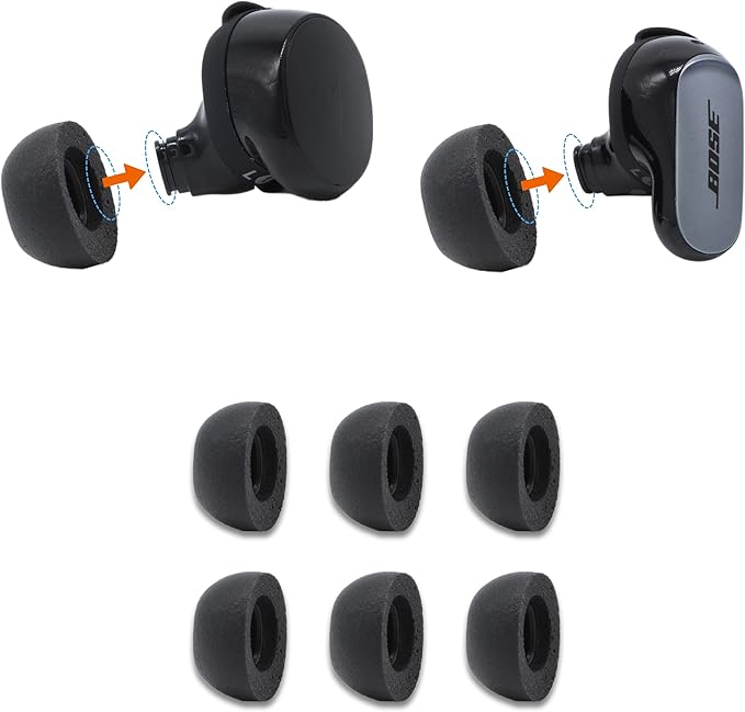 Comply Memory Foam Replacement Ear Tips, Black