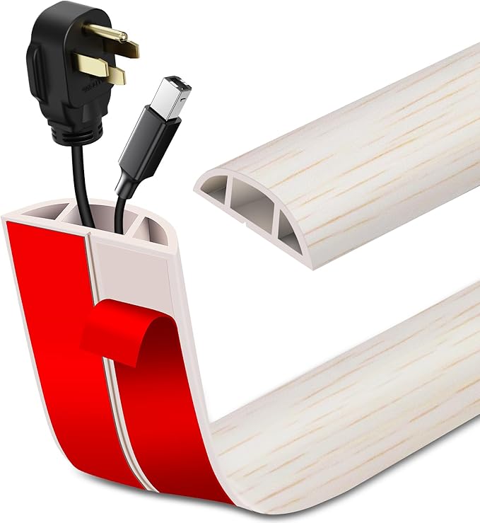 LSGCQ Floor Cord Cover Self Adhesive Cord Hider Floor Cable Management — 1.97" x 20'