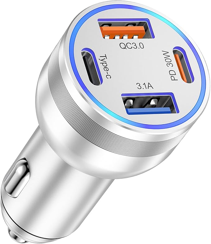 Car Charger USB C, 2Pack 4-Port 65W Cigarette Lighter USB Charger