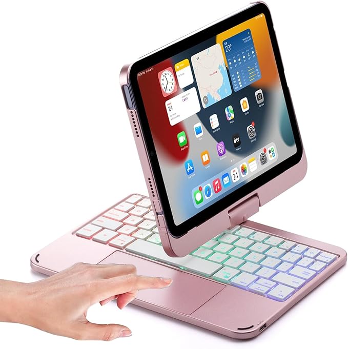 Touchpad Keyboard Case for iPad (A16) 11th Gen 2025/iPad 10th Generation 2022, Backlit Trackpad Keyboard Folio Smart 360° Rotatable Stand Cover with Pencil Holder