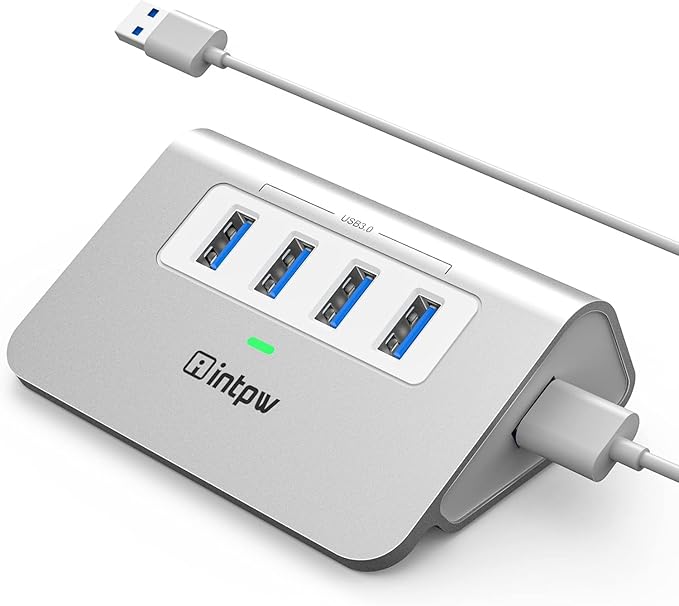 Intpw USB 3.2 Hub,Aluminum 4 Port USB Splitter 10Gbps with 2 USB C/USB A 3.2 Data Ports, 3.3ft Cable, USB HUB for PC/Laptop/Xbox/FlashDrive/Printer/Camera/Keyborad/Mouse