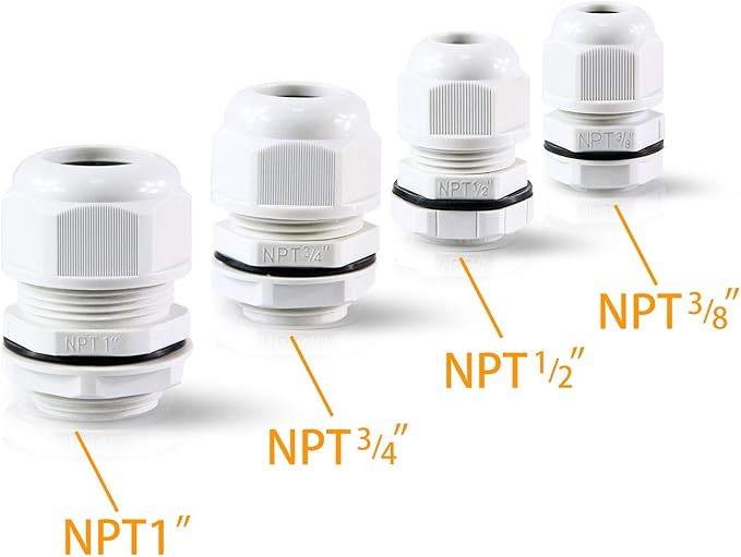 XHF 10 Pcs 1/2" IP68 Strain Relief Nylon Cord Grip NPT Cable Glands Adjustable UL Listed and RoHS Compliant (Grey)
