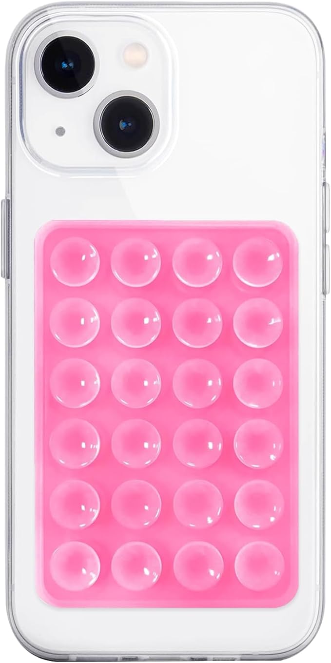Anteel Silicone Suction Phone Case Mount, Non Slip Sticky Phone Grip for Cellphone, Silicon Adhesive Suction Cup Phone Mount, Strong Grip Holder for Selfies and Videos (White)