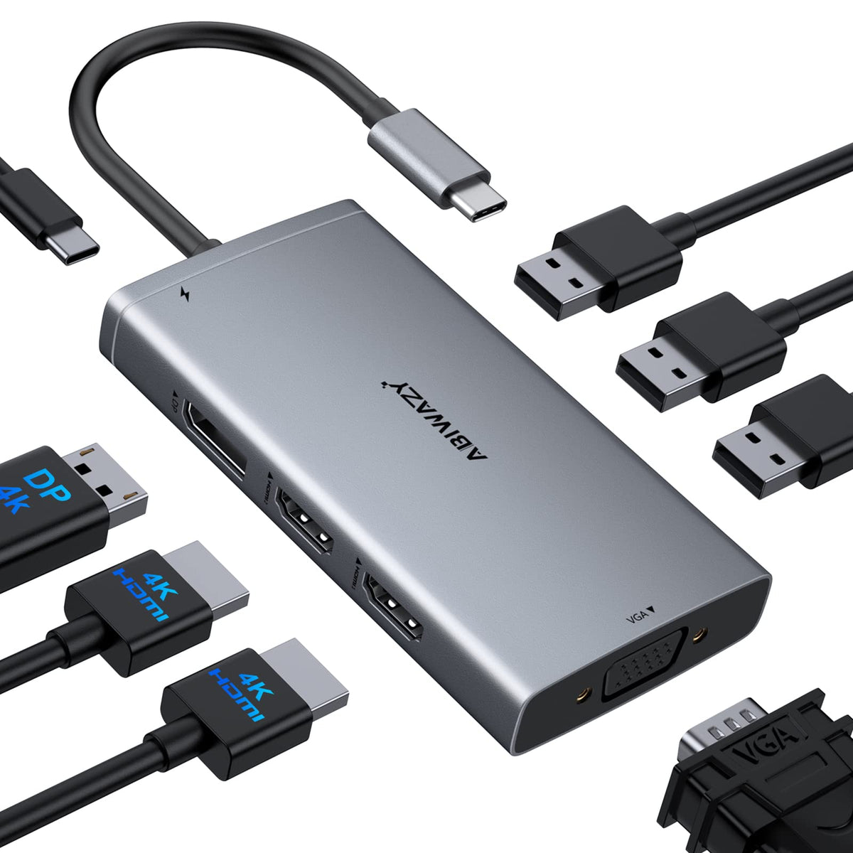USB C Docking Station Dual Monitor Computer Multiple Monitor Hub Adapter