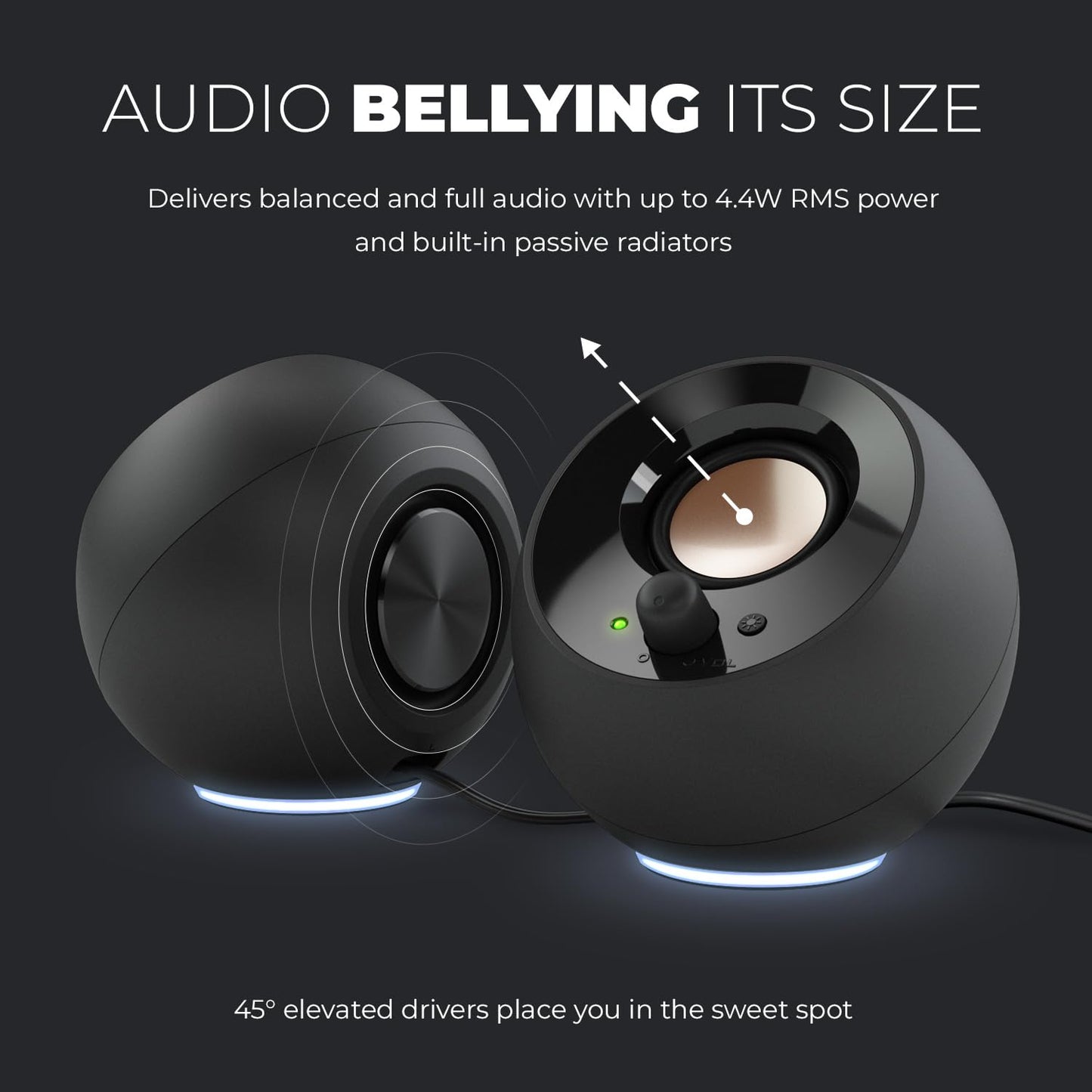Creative Pebble SE Minimalist 2.0 USB-C Powered PC Speakers with RGB Lighting, 3.5 mm AUX-in, Up to 4.4W RMS Power for Computers and Laptops (White)