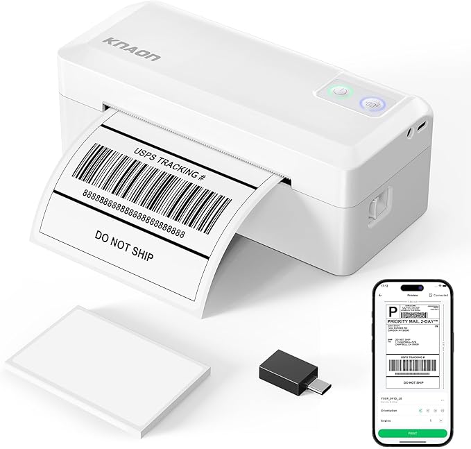 KNAON Shipping Thermal Label Printer, 4x6 Portable Label Printer