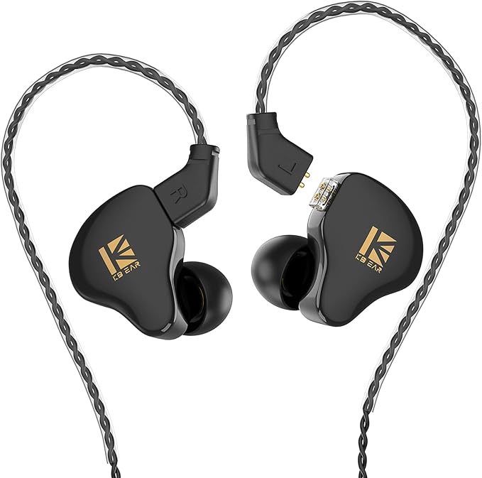 YINYOO KBEAR in Ear Monitor Headphones KS1 Wired Earphones Super Bass Earbuds, Crystal Clear Sound IEM Headphones, High Resolution Noise Canceling Ear Monitors Headphone for Singers Musician