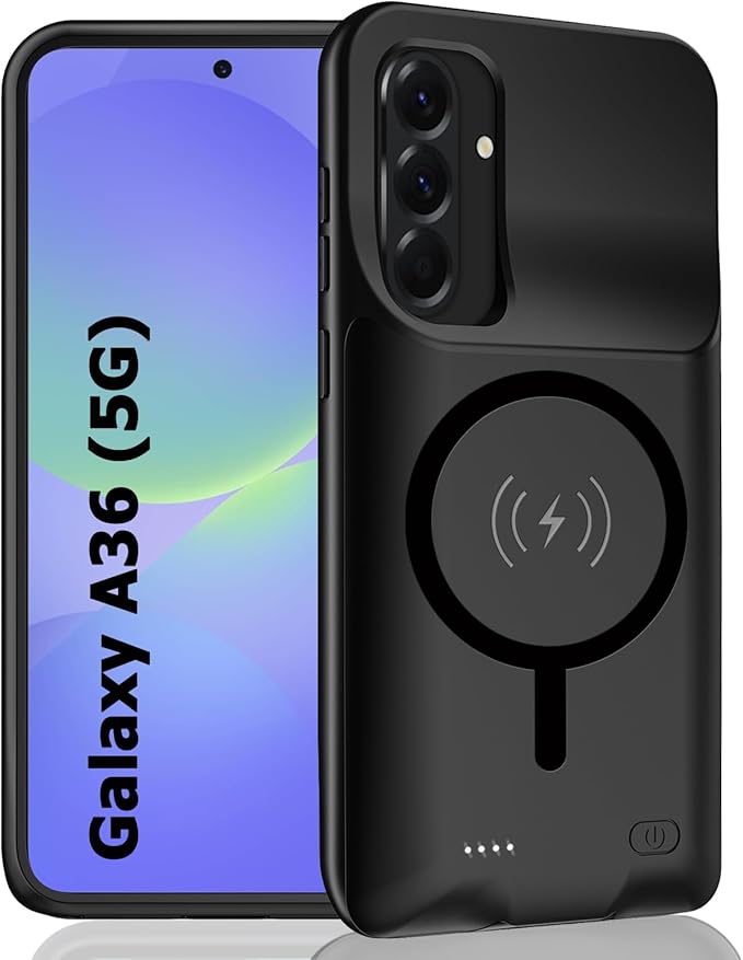 Battery Case for Galaxy A15, Enhanced 10000mAh Portable Protective Wireless Charging Case Support Carplay Compatible with Galaxy A15 (6.5 inch) Rechargeable Extended Battery Charger Cover - Black