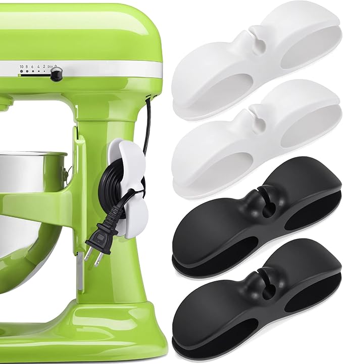 SisBroo Cord Organizer for Appliances, 4PCS Kitchen Appliance Cord Winder Cord Organizers, Cord Holder Cord Wrapper for Appliances Stick on Pressure Cooker, Mixer, Blender, Coffee Maker, Air Fryer