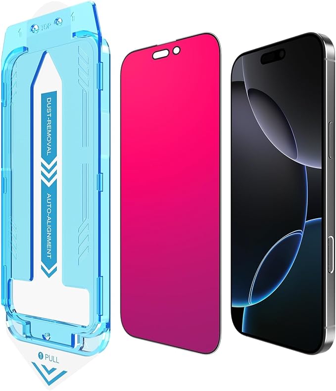 EGKimBa for iPhone 16 Pro Max Privacy Screen Protector, Gradient Color Tempered Glass, Bubble Free, Easy Installation, Auto Dust-Elimination, Anti Blue Light
