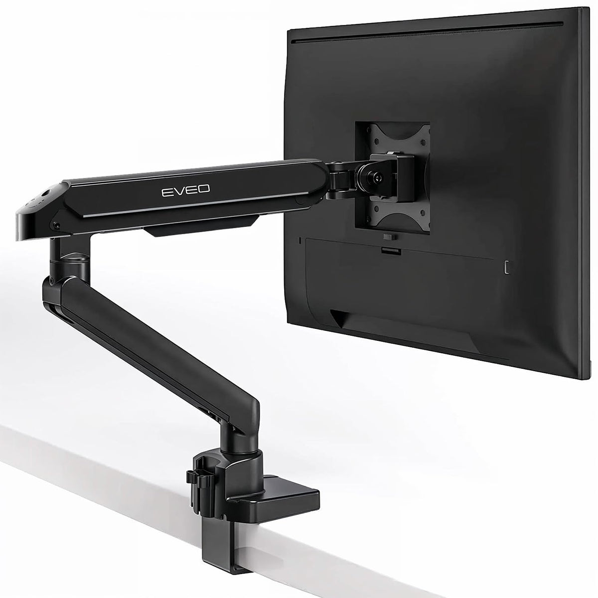 EVEO Premium Dual Monitor Mount 14"-32” Dual Monitor Arm VESA Bracket Adjustable Height Gas Spring Dual Monitor Stand, Screen Full Motion Dual Monitor Arm-Computer Monitor Stand for 2 Screens - Black
