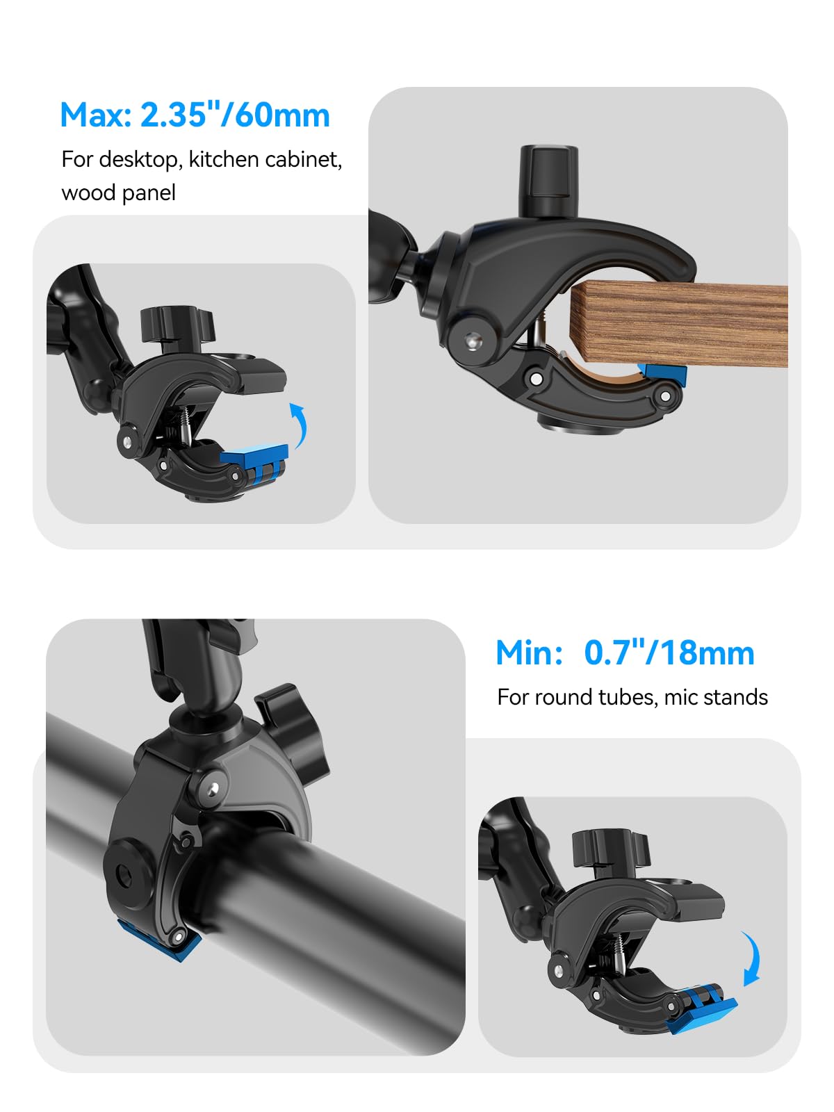 OHLPRO Magnetic Tablet Holder for Mic Stand,360° Adjustable Microphone Music Stand Phone Holder Mount,Tablet Mount Clamp for Peloton Bike,Treadmill, Stroller, Cabinet, Fits MagSafe, 5–13" Devices