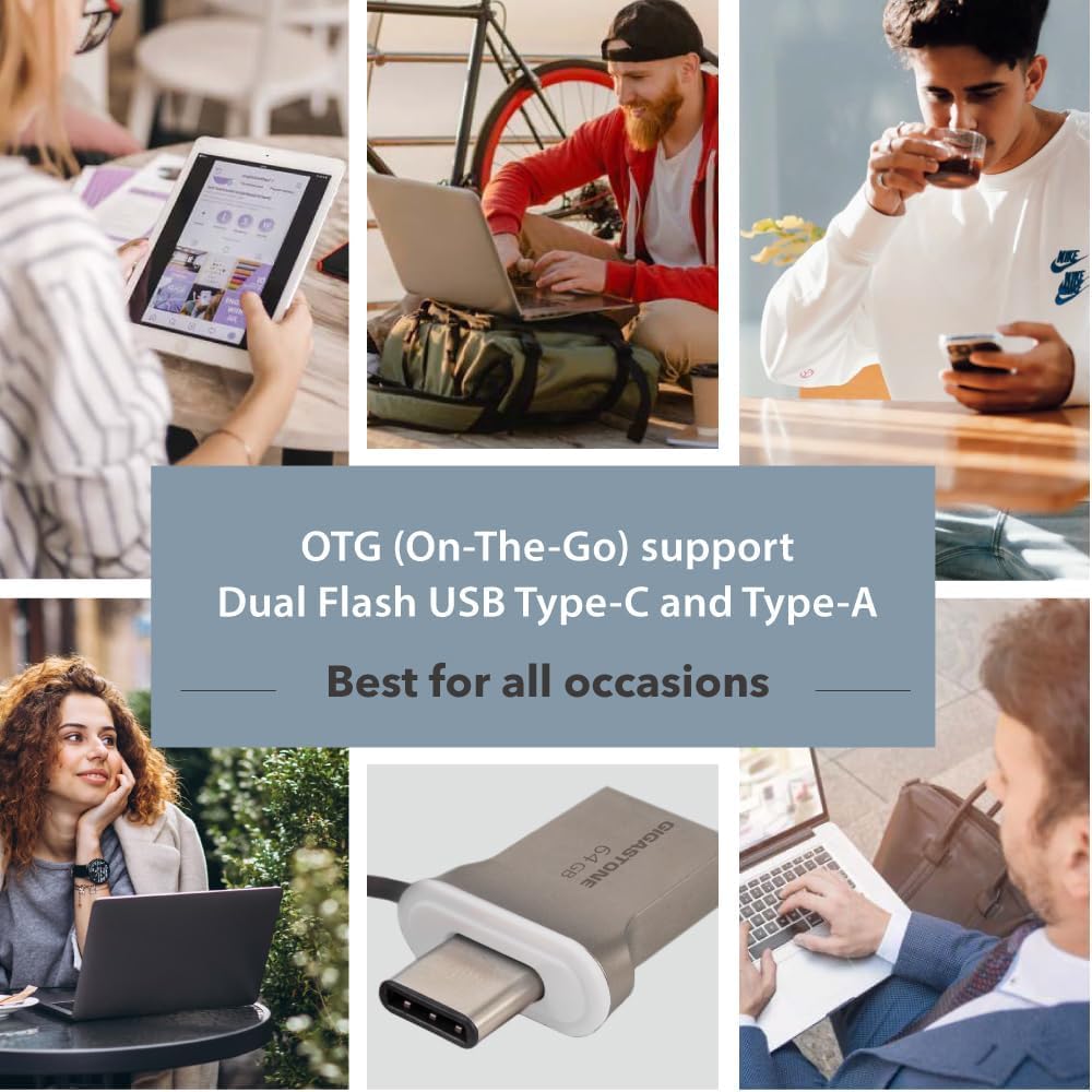 GIGASTONE 256GB Nano Luxus Dual USB Flash Drive, USB-C & USB-A, 100MB/s High-Speed Storage, Metal Design