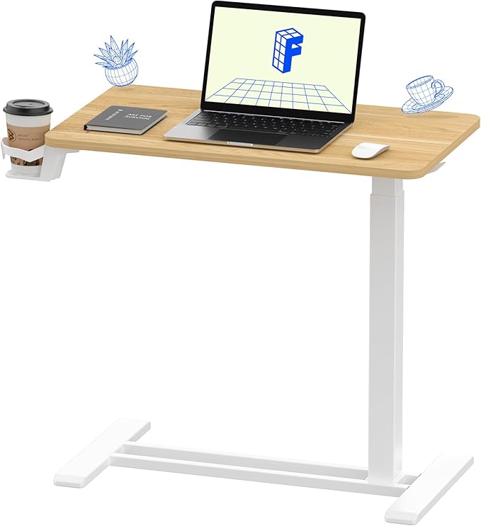 FLEXISPOT H7 28" Pneumatic Height-Adjustable Overbed Table with Wheels